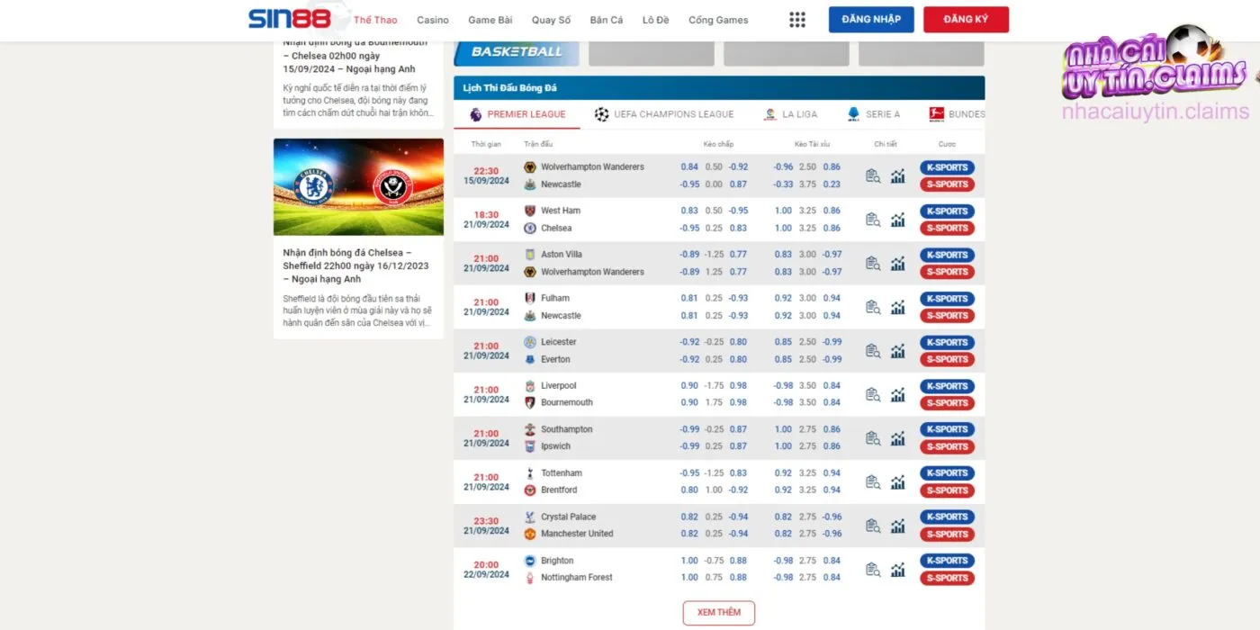 Các trận cầu đỉnh cao luôn được cập nhật liên tục tại nhà cái