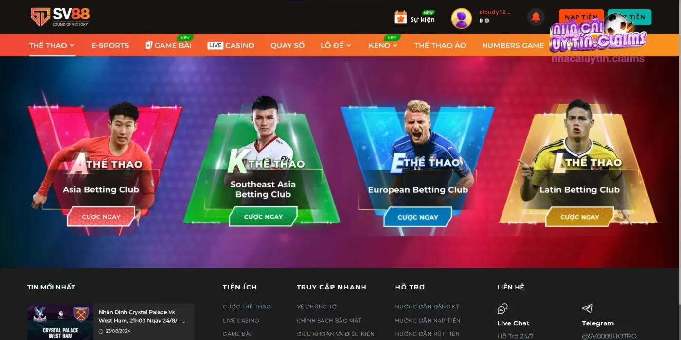 Có 4 sảnh thể thao khác nhau để bạn tham gia