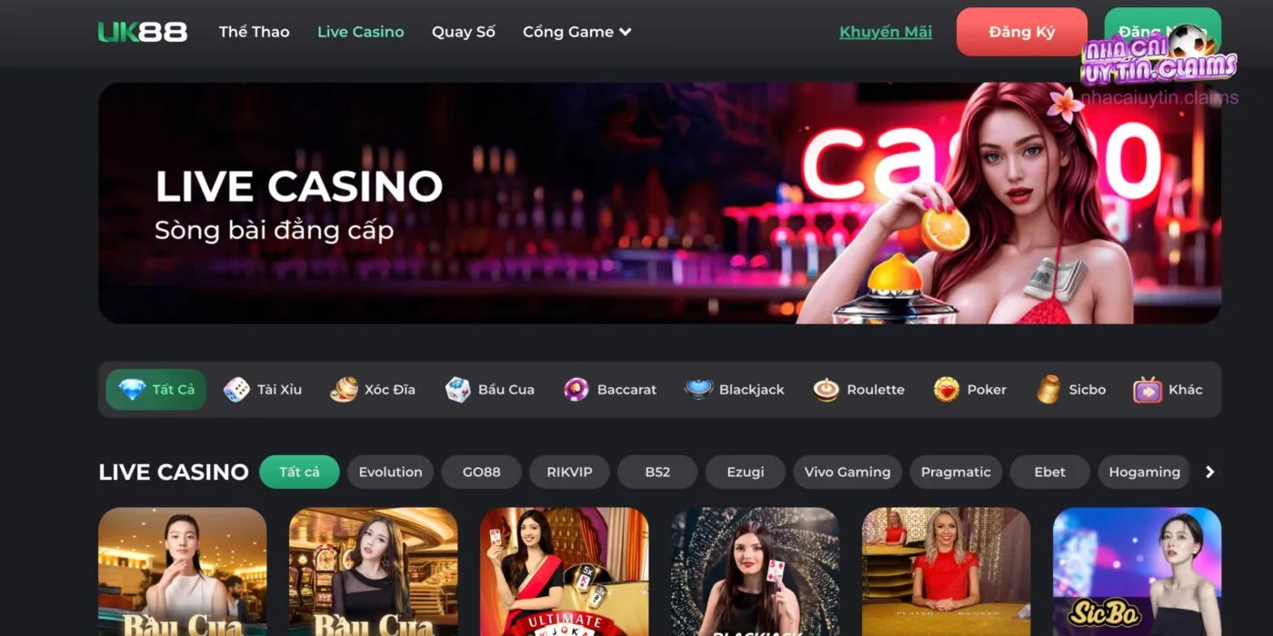 Giao diện hiện đại và thân thiện của nhà cái Uk88