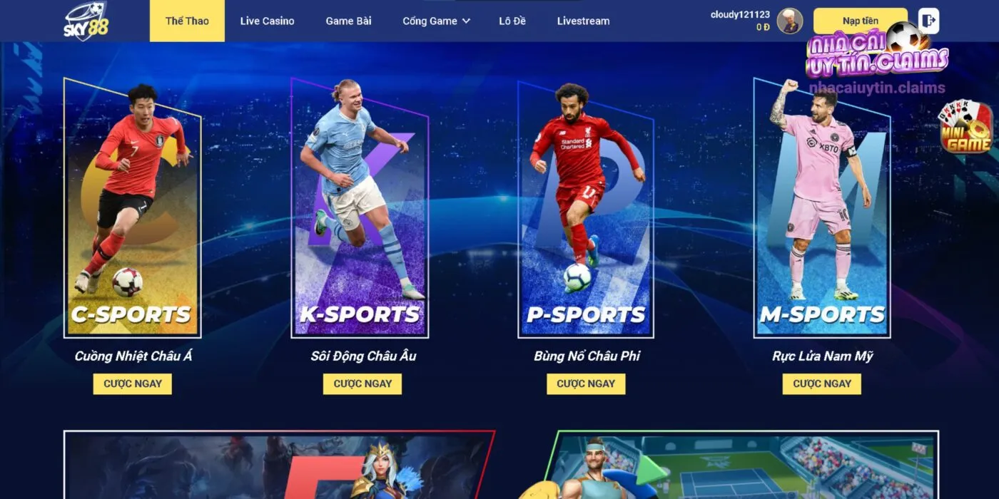 SKY88 có 4 sảnh cá cược để bạn tham gia